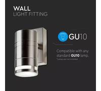 LAMPADA DA PARETE 2 ATTACCO GU10 INOX VT-7632-LED7504 V-TAC