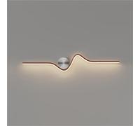 Applique e lampada da comodino moderna a LED con striscia lunga in metallo e paralume in acrilico, 3 modalità di colore, applique da comodino regolabile, semplici lampade decorative (rosso scuro 80 c