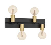 Applique Eglo Macchione L50x8,5xH11 cm acciaio nero ottone Nero/oro