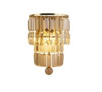 Applique Empire 2LT, metallo ottone satinato e cristallo champagne