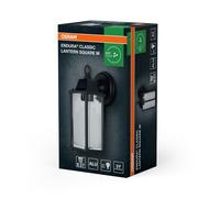 OSRAM ENDURA Classic lampada da esterno M E27 nera, IP43, alloggiamento in alluminio, vetro trasparente, senza lampadina, montaggio a parete per aree protette