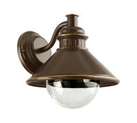 Applique Esterno Classica Albacete Metallo Rame Vetro Bianco 1 Luce E27