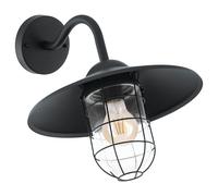 Applique Esterno Classica Melgoa Metallo Nero Vetro Bianco 1 Luce E27