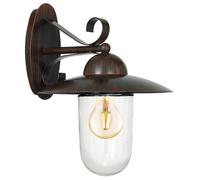 Applique Esterno Classica Milton Metallo Marrone Vetro Bianco 1 Luce E27