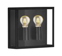 Applique Esterno Contemporanea Alamonte 1 Acciaio Nero Vetro Bianco 2 Luci E27