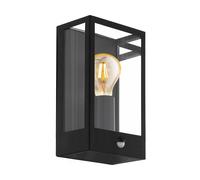 Applique Esterno Contemporanea Alamonte Acciaio Nero Vetro Bianco 1 Luce E27