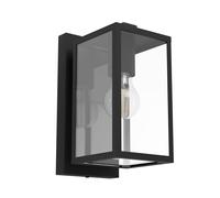 Applique Esterno Contemporanea Budrone Acciaio Nero Vetro Bianco 1 Luce E27