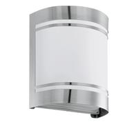 Applique Esterno Contemporanea Cerno Acciaio Argento Vetro Bianco 1 Luce E27 [EEK: A++]