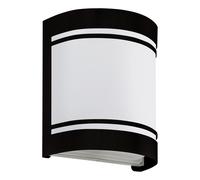 Applique Esterno Contemporanea Cerno Metallo Nero Vetro Bianco 1 Luce E27