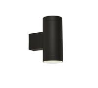 Applique Esterno Contemporanea Rochester Acciaio Nero Vetro Bianco 2 Luci Gu10