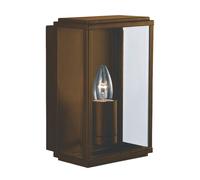 Applique Esterno Contemporanea Scatola Acciaio Marrone Vetro 1 Luce E27