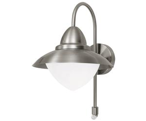 Applique Esterno Contemporanea Sidney Acciaio Argento Vetro Bianco 1 Luce E27