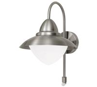 Applique Esterno Contemporanea Sidney Acciaio Argento Vetro Bianco 1 Luce E27