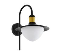 Applique Esterno Contemporanea Sirmione Metallo Nero Vetro Bianco 1 Luce E27