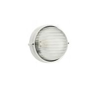 Applique Esterno Grande Industriale Tonda Alluminio E Vetro Bianco 1 Luce E27