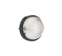 Applique Esterno Grande Industriale Tonda Alluminio E Vetro Nero 1 Luce E27