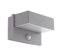 Eglo Azzinano Applique da esterno a LED, lampada da esterno a 2 luci con rilevatore di movimento, applique a sensore in metallo color argento e plastica color bianco, IP44