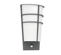 Applique Esterno Sensore Breganzo 1 Metallo Grigio Policarbonato Bianco Led