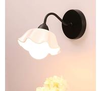 Applique europea - Semplice lampada da parete for studio con fiori Sistema di colori Macaron carino Bianco Nero Rosa Verde MI-NI Illuminazione fresca, Retrò
