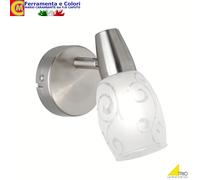 Applique Faretto Parete Soffitto Max 28W Plafoniera E14 Vetro Bianco Decorato [EEK: A+]
