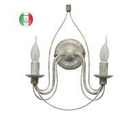 Applique ferro battuto arte povera 2 luci vintage Lisette Made in Italy