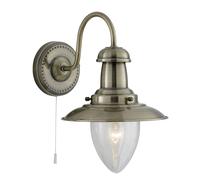 Applique Fisherman II - Ottone anticato e vetro seminato trasparente