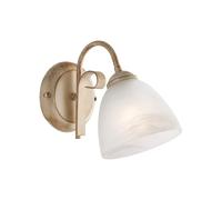 Applique Forgiato 1 Luce Ferro Avorio E Oro Vetro Bianco