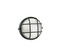 Applique Grande Gabbia Industriale Tonda Alluminio E Vetro Nero 1 Luce E27