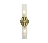 Applique Imperial 2Lt, metallo ottone satinato e vetro trasparente a coste