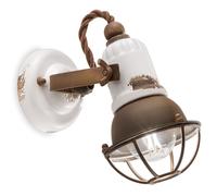 Applique In Ceramica Metallo E14 Regolabile Bianca Shabby Vintage