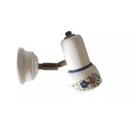 Applique In ceramica specchio parete cucina faretto 1 luce vintage Bianco Blu