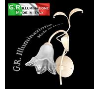 APPLIQUE IN FERRO BATTUTO 1L. AVORIO ORO LAMPADA DA PARETE CLASSICO MODERNO Mary