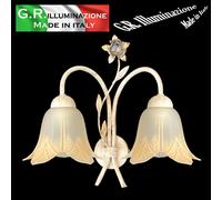 APPLIQUE IN FERRO BATTUTO 2 L. AVORIO ORO VT. PAGLIERINO LAMPADA DA PARETE Dina [EEK: A++]