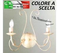 APPLIQUE IN FERRO BATTUTO 2 L. BIANCO ORO LAMPADA DA PARETE MODERNO VINTAGE Alba