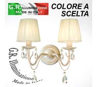 APPLIQUE IN FERRO BATTUTO 2 LUCI AVORIO ORO LAMPADA DA PARETE CLASSICA Regina