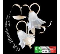 APPLIQUE IN FERRO BATTUTO 2L. AVORIO ORO LAMPADA DA PARETE CLASSICO MODERNO Mary