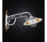 APPLIQUE IN FERRO BATTUTO FORGIATO FOGLIA ORO E CERAMICA A 1 LUCE BGA 2567/A1