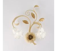 Applique Cesto in Ferro Laccato Avorio Decape 2 Luci, Dimensioni 47x42x20 cm, Colore Avorio Oro