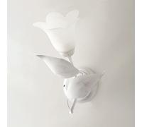 Applique 1 Luce Olga Ferro Battuto E Vetro Bianco E Argento