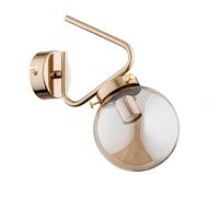 Applique In Metallo Con Vetro Fumé 29 Cm Alta In Oro A Sfera Retro E14