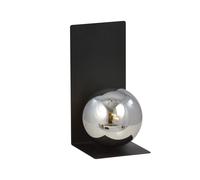 Applique In Metallo Con Vetro Fumé Nero Grigio H: 30 Cm E14 Sfera Paralume