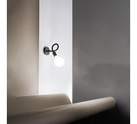 Applique In Metallo Moderna Bulbo Nero 1 Luce E27 Orientabile