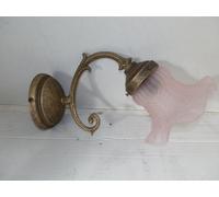Applique in ottone in stile liberty classico con vetro rosa uso bagno ingresso [EEK: A+++]