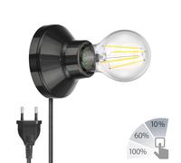Applique in porcellana Elektra interruttore a spina rotondo nero 90 mm + E27 LED