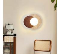 Applique In Travertino Giallo Lampada Da Parete Wabi-Sabi Creativa Lampada Vintage Legno Illuminazione Da Parete Interni Per Camera Da Letto Soggiorno Sala Da Pranzo Ingresso Corridoio Caffè(Marrone)