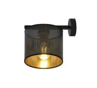 Applique Industrial 1 Luce Cigno In Acciaio Nero E Paralume A Cilindro Oro [EEK: A++]