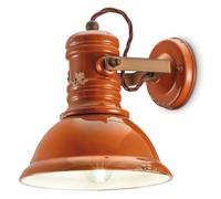 Applique Industrial Ferro E Ceramica Vintage Arancio 1 Luce E27