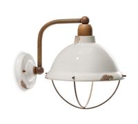 Applique Industrial Ferro E Ceramica Vintage Bianco 1 Luce E14