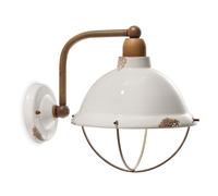 Applique Industrial Ferro E Ceramica Vintage Bianco 1 Luce E14