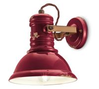 Applique Industrial Ferro E Ceramica Vintage Bordeaux 1 Luce E27